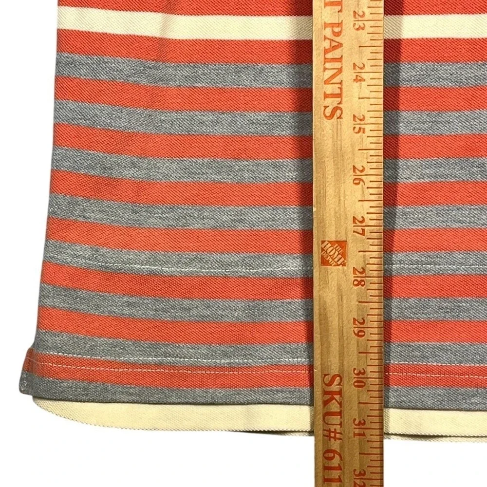 Marithe‎ Francois Girbaud Polo Shirt Mens L Red Cream Striped Cotton Y2K *Flaw